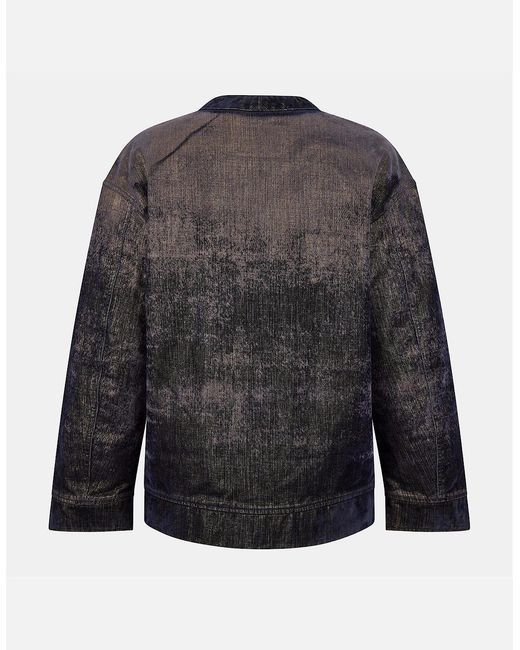 DIESEL Black Solid Patterned Denim Jacket for men
