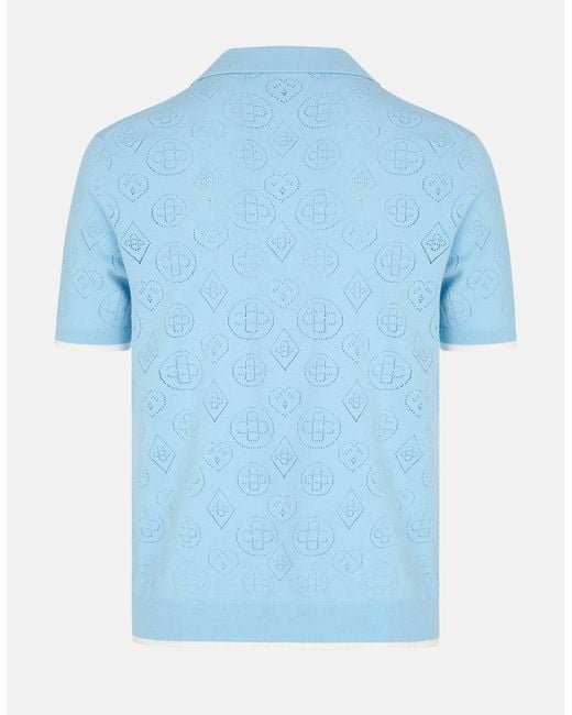Casablanca Blue Pointelle Polo Shirt for men