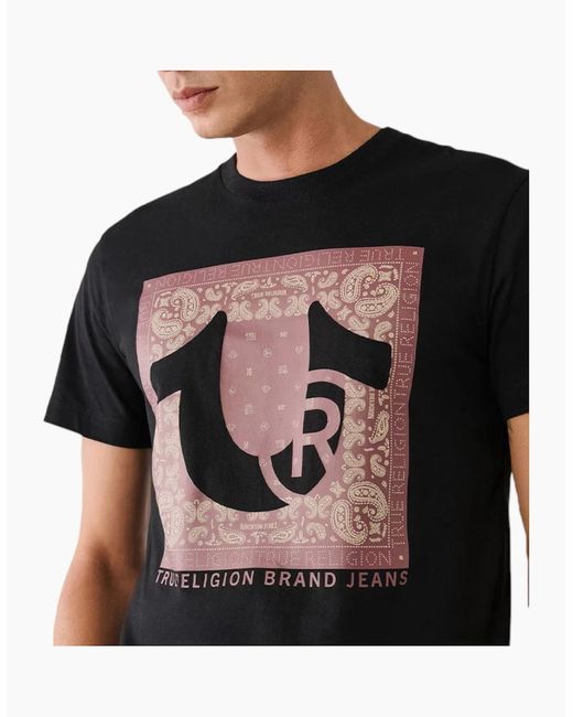 True Religion Black 107697 T Shirts Short Sleeve Buddha Soft Summer Crew Neck Tee for men