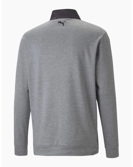 PUMA Gray Cloudspun Colorblock Quarter Zip Jumper for men
