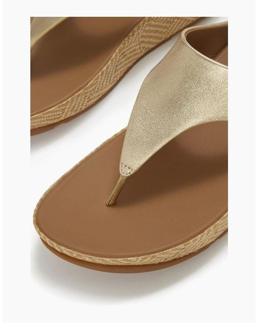 Fitflop White Lulu Lux Graphic-Weave Toe-Post Leather Platino Sandals