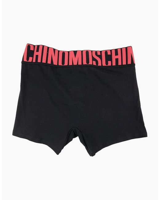 Moschino Black Underwear Logo Print Stretch Cotton Trunks for men