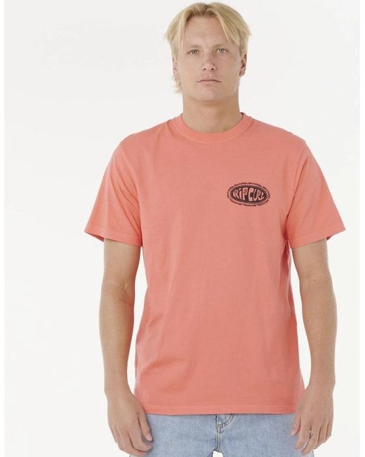 Rip Curl Red Rip Curl Raw Energy De Oval Graphic Short Sleeve T-Shirt for men