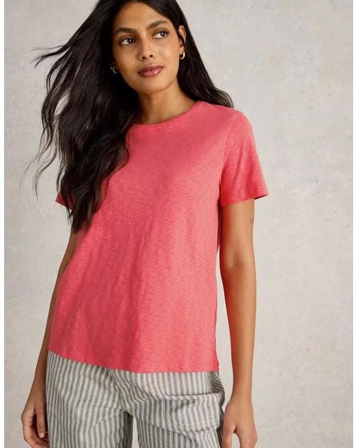 White Stuff Red Abbie Tee Mid Coral