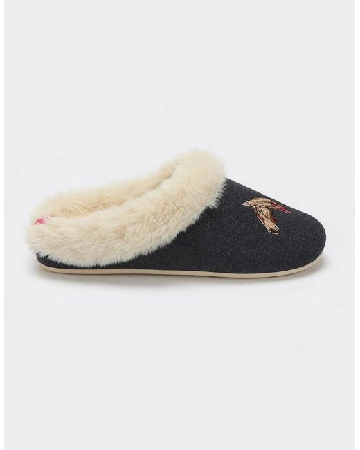 Joules Blue Slippet Luxe Mules Horse