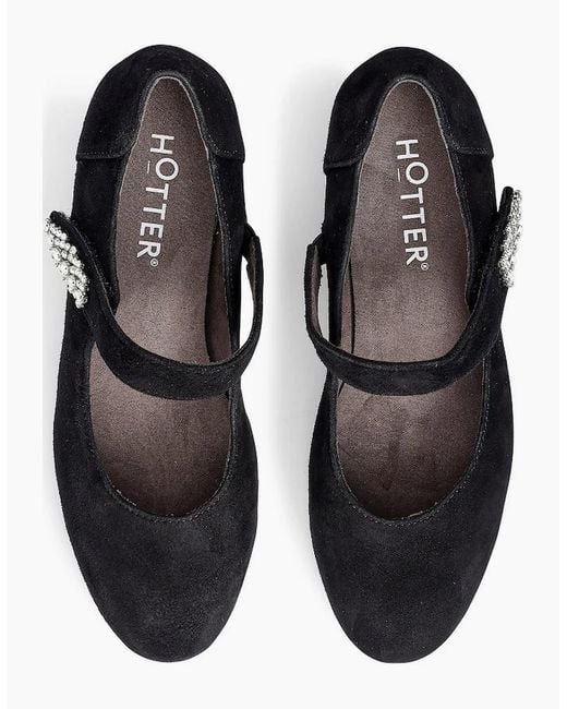 Hotter Black Duet Mary Jane Court Shoes