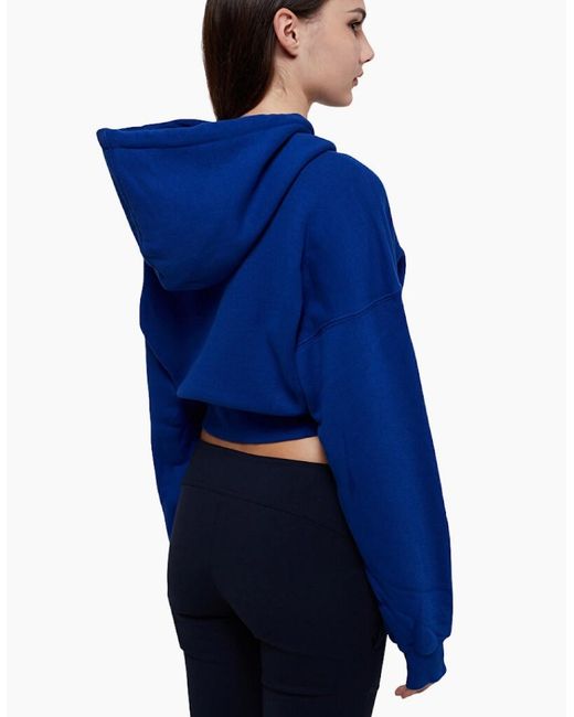 Off-White c/o Virgil Abloh Blue Embr Mini Arrow Crop Hoodie