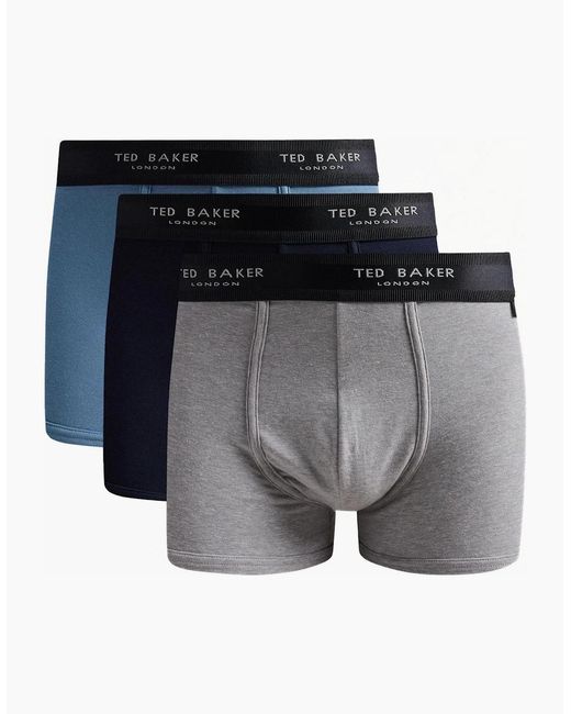 Ted Baker Gray 3-Pack Coloured Boxer Trunks for men