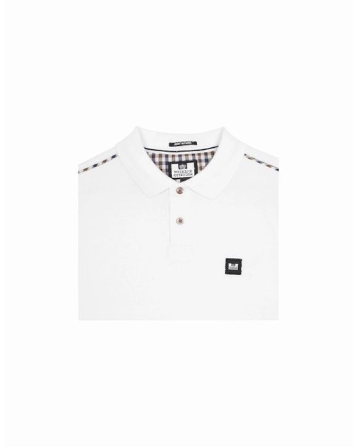 Weekend Offender White Sakai Polo Shirts Mid House Check Casual Golf Polo Tee Top for men