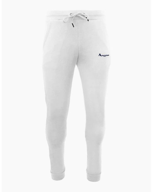 Aquascutum White Solid Patterned Ribbed Cuff Slim Joggers for men