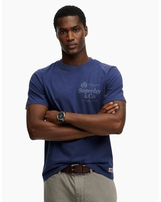 Superdry Blue 1954 Company Relaxed Short Sleeve T-Shirt for men