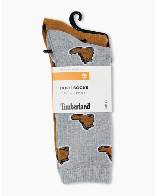 Timberland White 2Pp Tb All Over Print Boot Crew Med for men