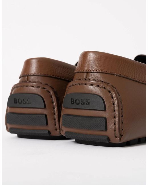 Boss Brown Boss Leather Driving Moccasins for men
