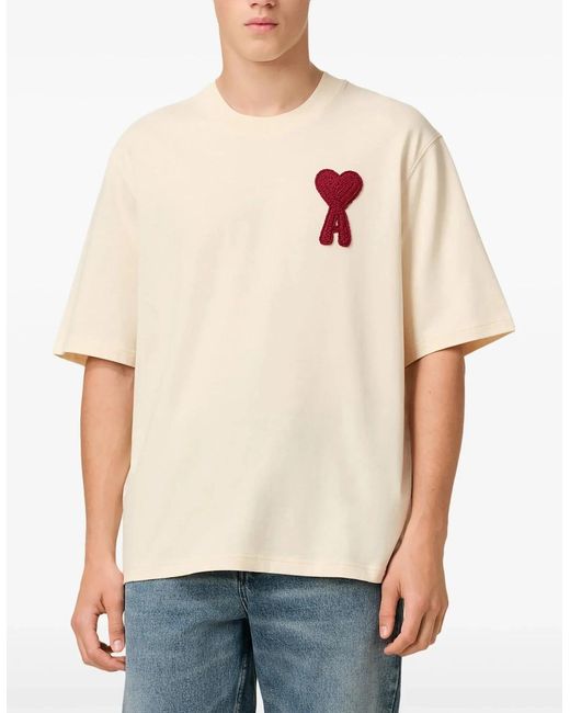 AMI White De Coeur T-Shirt Cotton Jersey for men