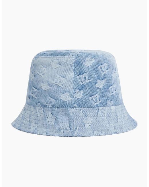 DSquared² Blue D2 Monogram Bucket Hat for men