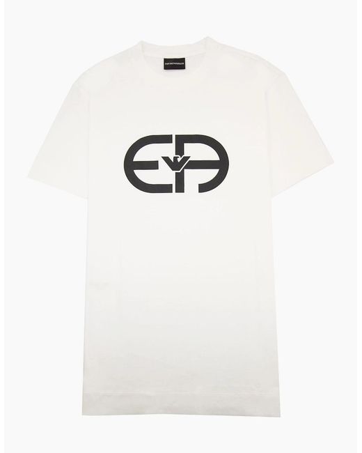 Emporio Armani White Ea Logo Oversized T Shirt for men
