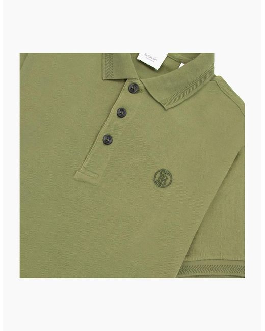 Burberry Green Manzoni Monogram Pique Polo for men