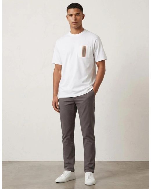 Burberry White 'Ellison' Stripe Embroidery T-Shirt for men
