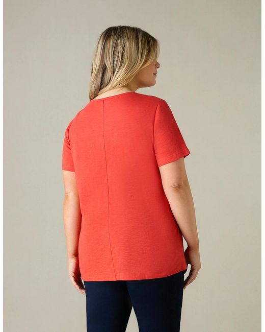 Live Unlimited London Red Jersey Broderie V-Neck Top