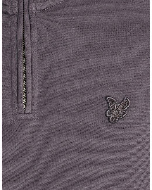 Lyle & Scott Gray Superfine Cotton 1/4 Zip Sweatshirt for men