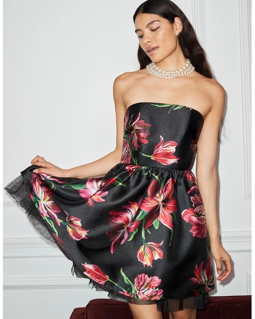 Ro&zo Red Hannah Hand Painted Tulip Mini Dress
