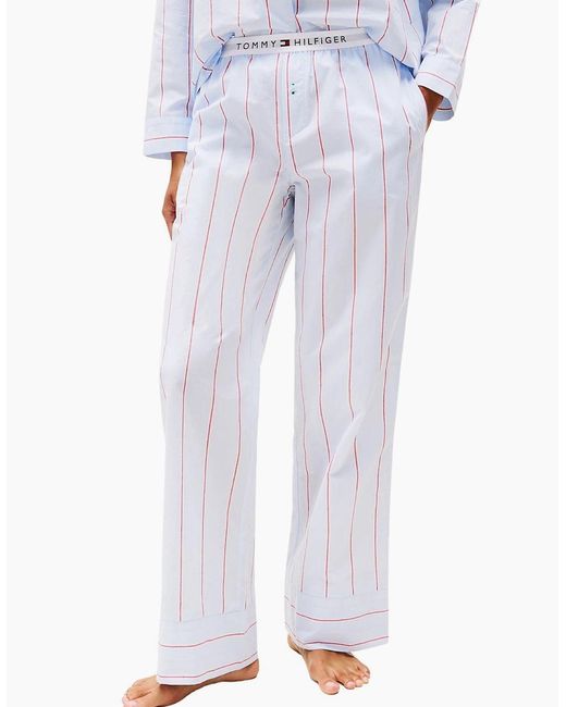 Tommy Hilfiger White Heritage Stripe Woven Poplin Pyjama Bottoms, Sweet
