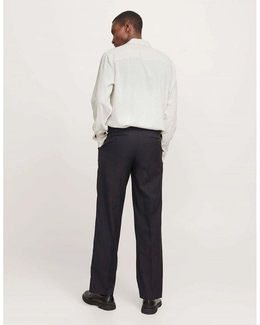 Jack & Jones White Jacquard Collared Neck Long Sleeve Shirt for men