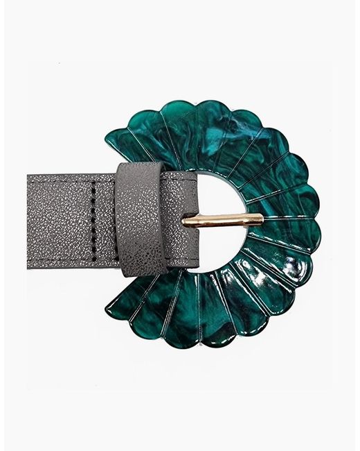 Nooki Design Gray Burlesque Fan Buckle Belt-Gunmetal