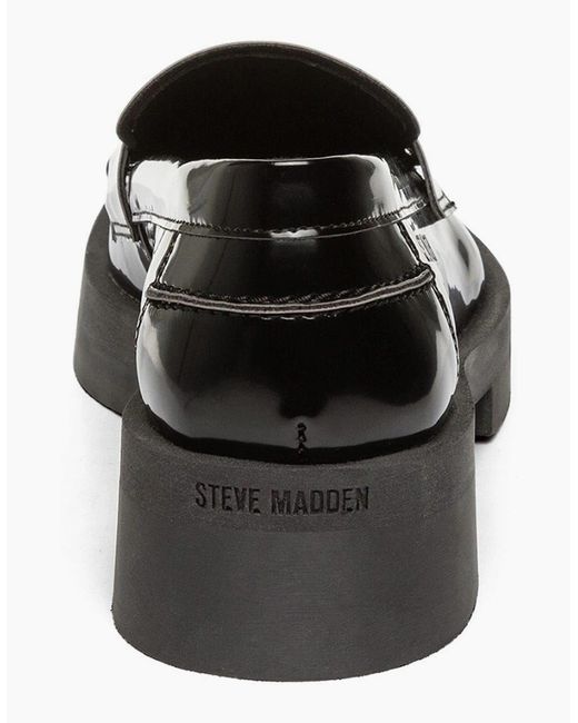 Steve Madden Black Penny Loafers With Low Block Heel