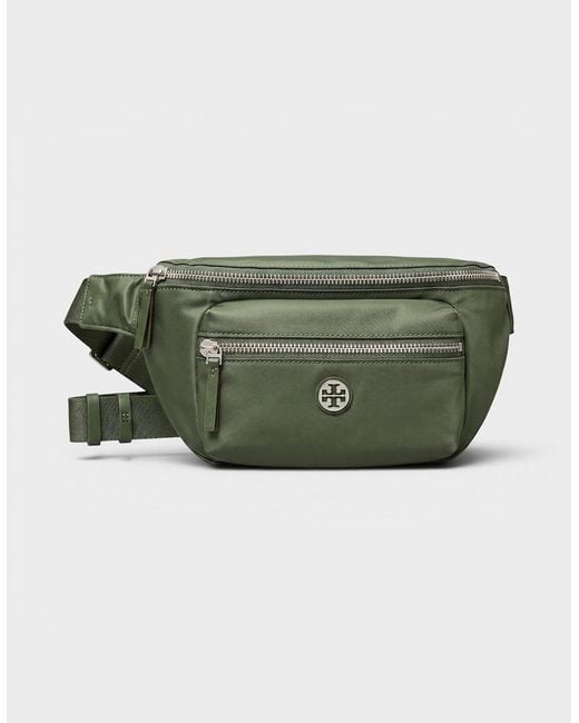 Tory Burch Green Nylon Mixed Materials Belt Bag Khaki