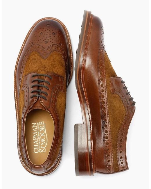 Chapman & Moore Brown Longwing Brogue Leather/Suede Mahogany/Tobacco Shoes for men
