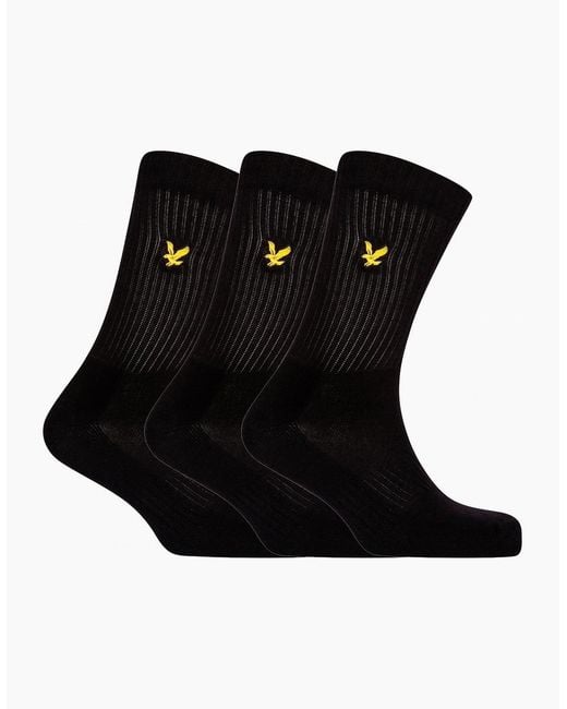 Lyle & Scott Black 3-Pack Hamilton Sports Socks for men