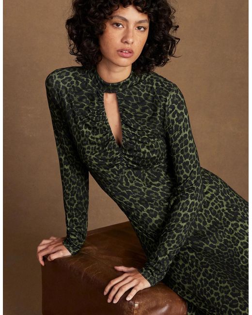 Ro&zo Green Petite Animal Print Keyhole Dress