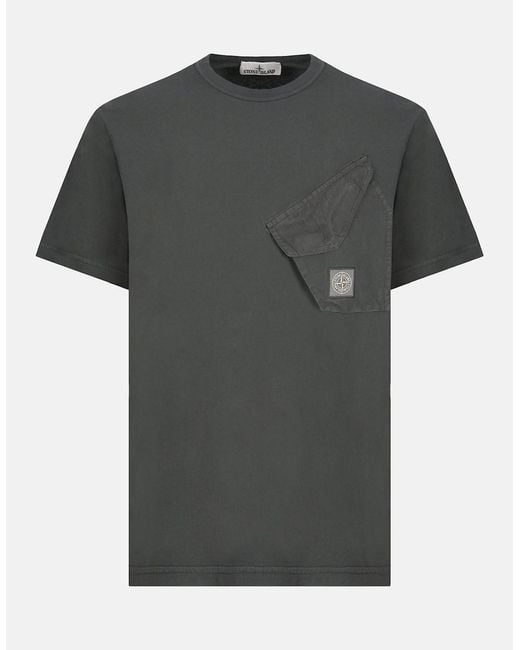 Stone Island Gray Slant Pocket 2100008 T Shirt for men