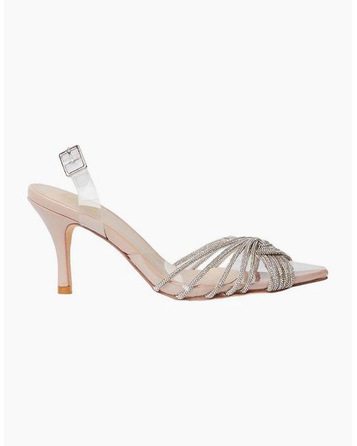 Dorothy Perkins Natural Ladies Brooke Crystal Sling Back Court Shoes