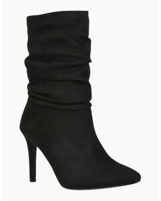 XY London Black Ladies Velma Ruched High Stiletto Heel Ankle Boots