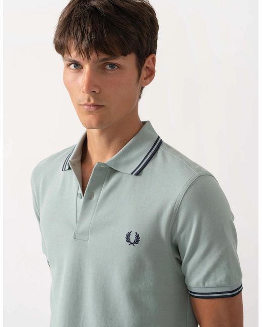 Fred Perry Green Twin Tipped Signature Polo Shirt for men