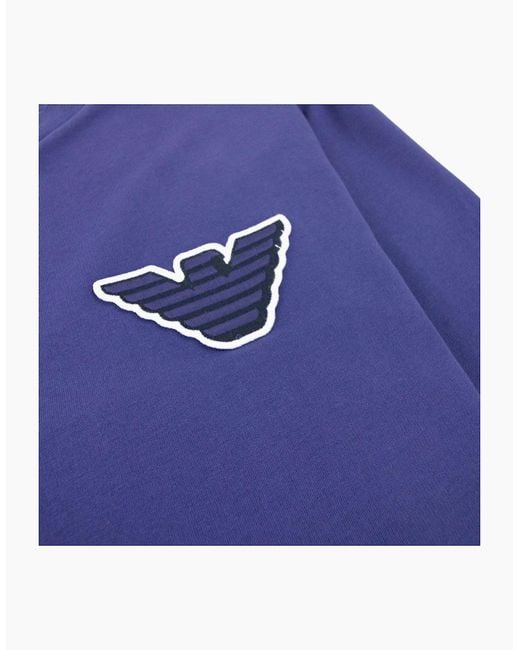 Emporio Armani Blue Eagle Logo Crew Neck Sweater for men