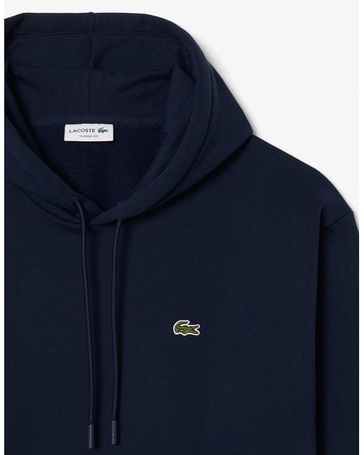 Lacoste Blue Fleece Classic Fit Hoodie for men