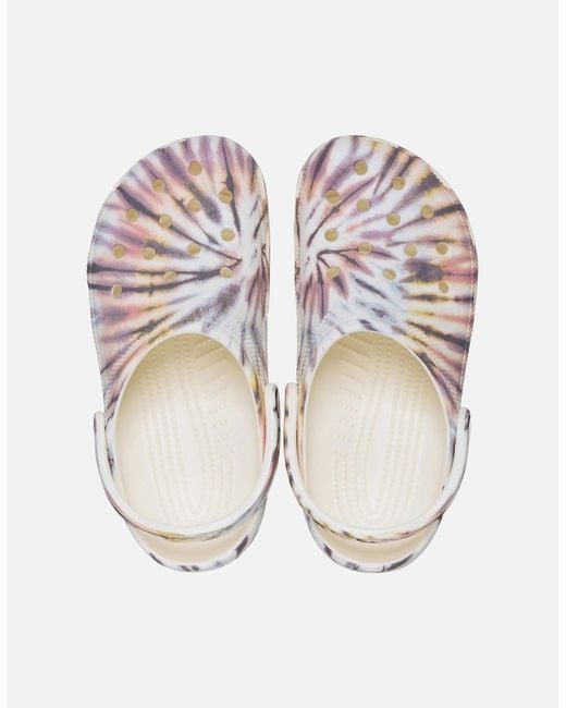 CROCSTM White Classic Tie Dye Clog Thermoplastic Chalk/Multi Clogs