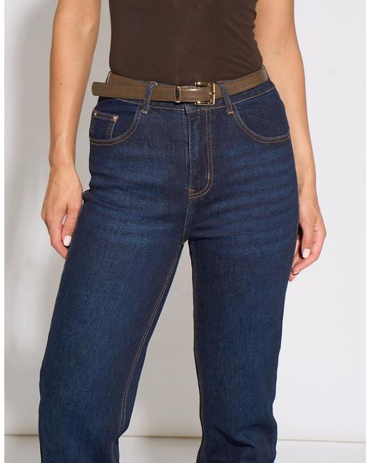 Gini London Blue Mid Rise Straight Leg Jeans