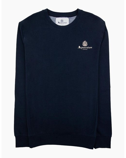 Aquascutum Blue Active Small Logo Crewneck Sweatshirt 11 for men