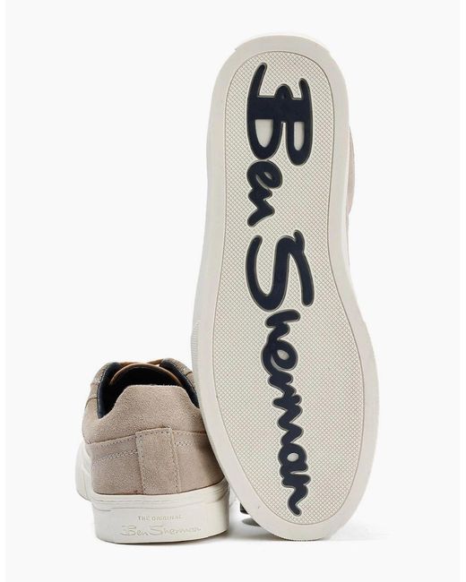 Ben Sherman White Bentley Ii Suede Stone Trainers for men