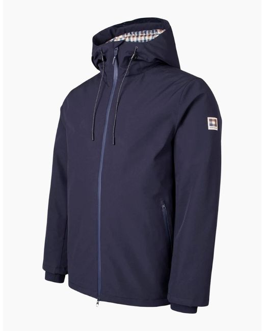 Aquascutum Blue Active Shell Active Mid Parka Jacket for men