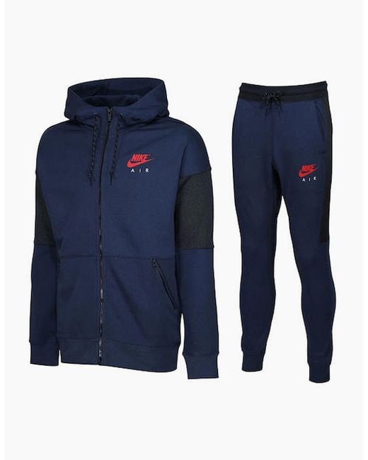 Nike Blue Air Full Zip Fleece Hooded Tracksuit for men