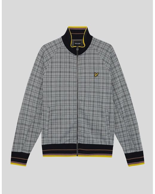 Lyle & Scott Gray Hawick Cotton Check Track Jacket for men