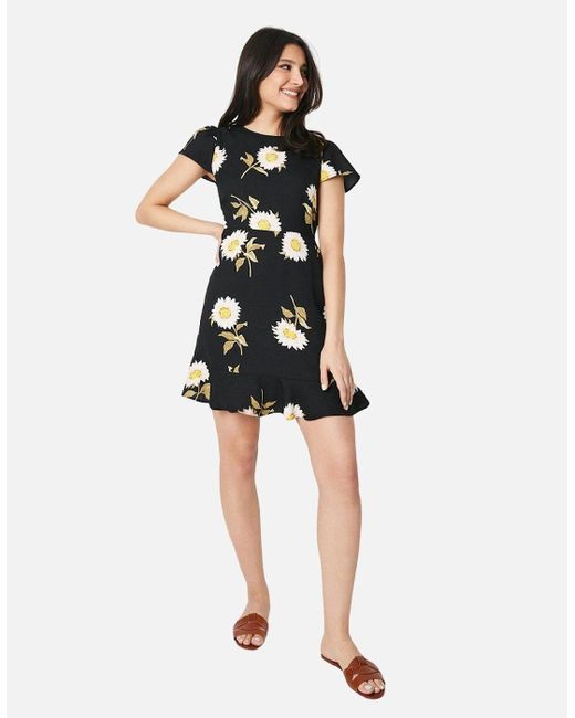 Dorothy Perkins Ladies Daisy Tiered Hem Flutter Mini Dress in Black | Lyst  UK