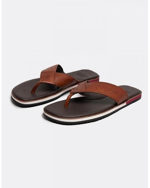 Oliver Sweeney Brown Saltash Leather Flip Flops for men