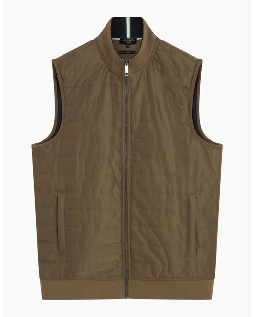 Ted Baker Green Atho Regular Fit Quilted Gilet for men
