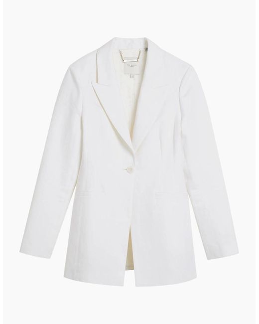 Ted Baker White Musub Tailored Jacket With Faux Pocket